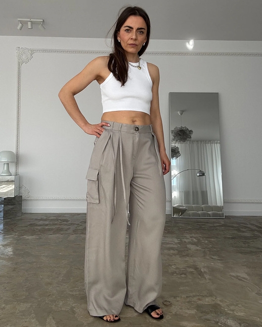 Image of Pakamera Spodnie Strong beige tencel