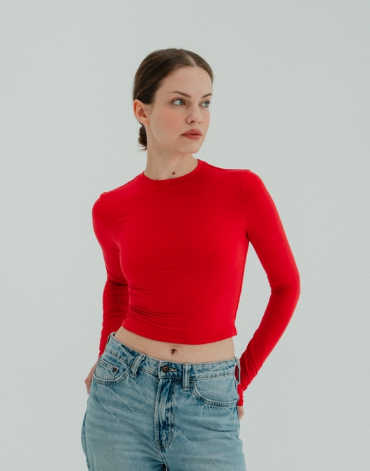 Image of Pakamera Longsleeve do jogi damski VOGUE - lipstick red