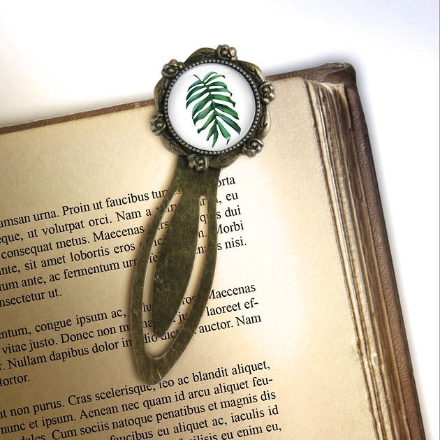 Image of Pakamera Zakładka do książki - Monstera, liść - klips, brąz