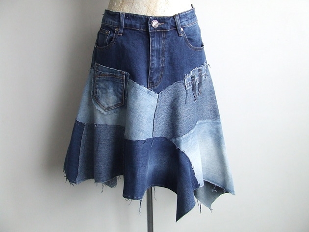 Image of Pakamera Asymetryczna spódnica jeans r.42/44