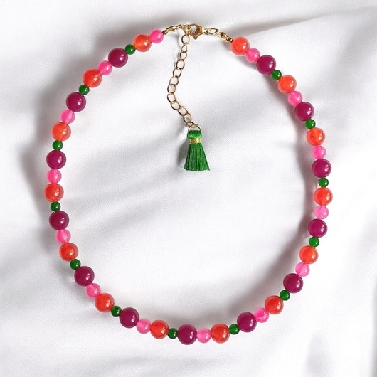 Image of Pakamera Choker : summer fruits : kolorowy jadeit : choker z kamieni