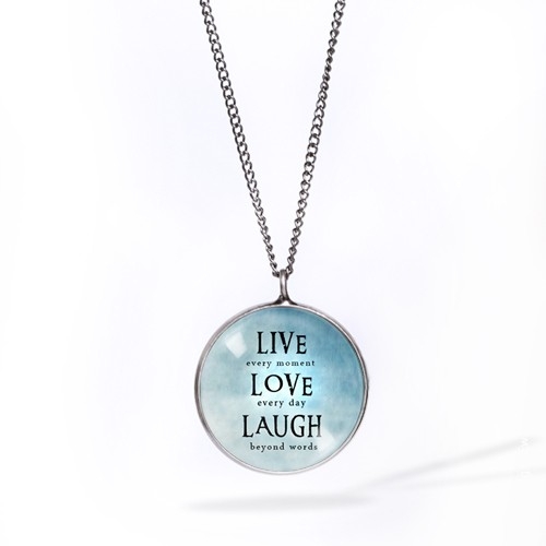 Image of Pakamera Live Love Laugh (blue) - naszyjnik simple