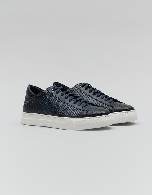 Image of Pakamera Granatowe buty sportowe E500 skórzane