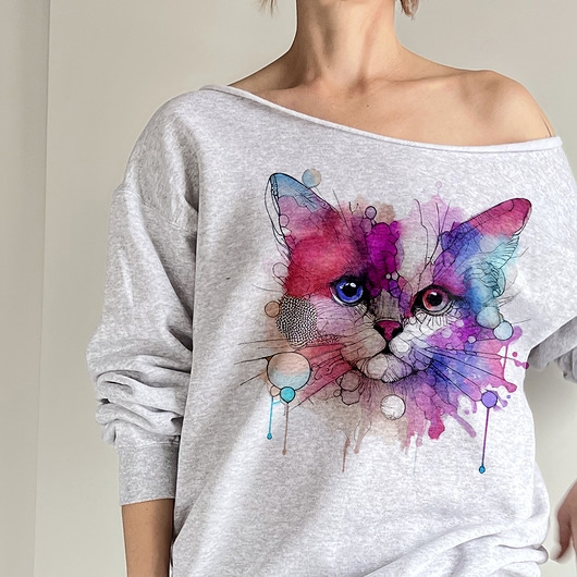 Image of Pakamera Kot kreski Szara bluza cięta