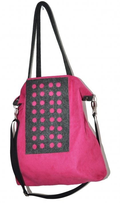 Image of Pakamera Torba hobo XXL - fuksja, grafit