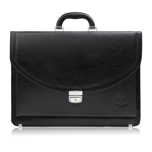 Image of Pakamera Aktówka męska skórzana do ręki i na ramię elegancka czarna S-46-BL