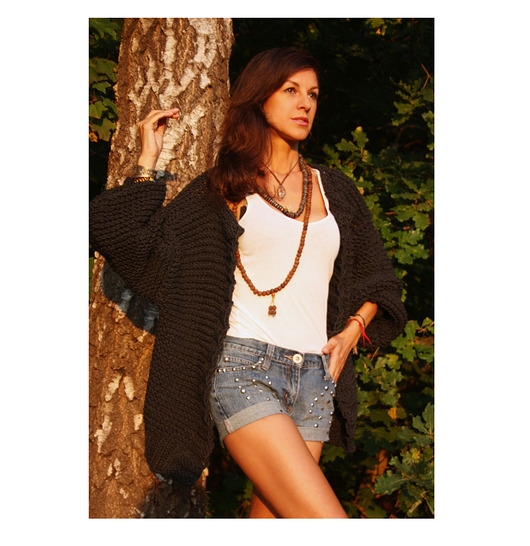 Image of Pakamera Grafitowy kardigan oversized merino bulky