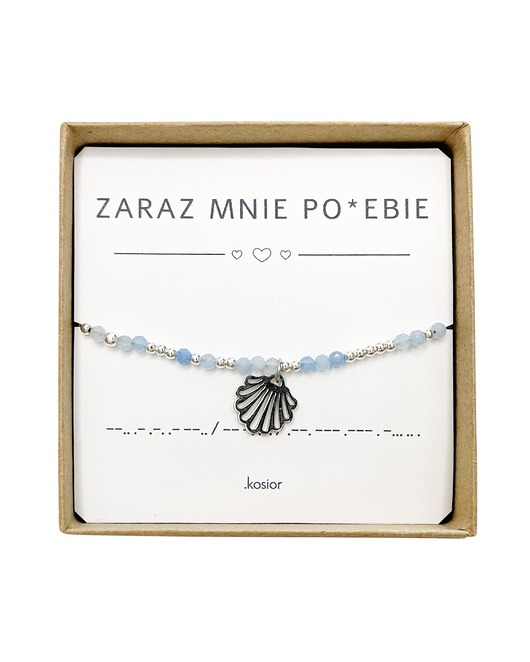 Image of Pakamera Naszyjnik z alfabetem Morse Akwamaryn i Hematyt