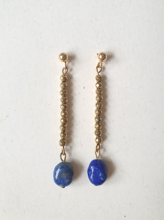 Image of Pakamera Kolczyki ROOTS lapis lazuli, hematyt