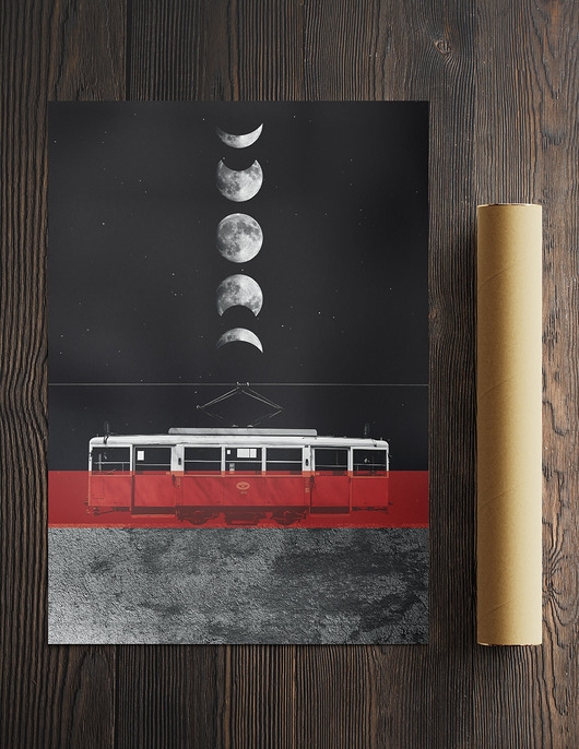 Image of Pakamera Plakat Bytom Tramwaj 38 - Kolaż minimalistyczny