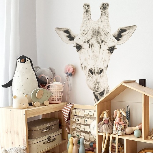 Image of Żyrafa Sepia - Naklejka Na Ścianę Do Pokoju Dziecka