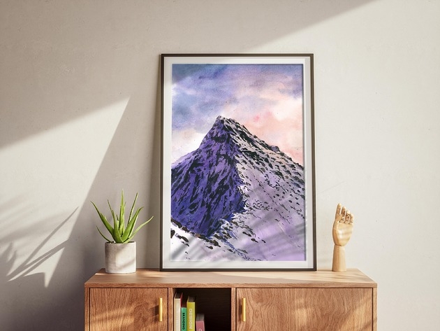 Image of Pakamera Świnica, Tatry - górski krajobraz w orginalnej akwareli format A3