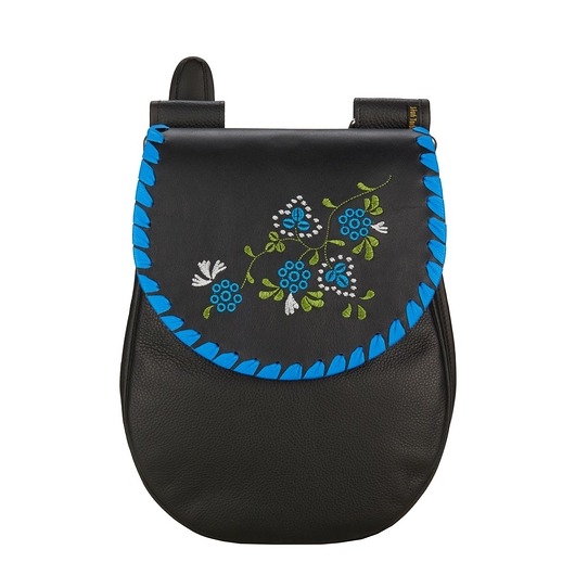 Image of Czarno-niebieska torebka skórzana na ramię Basia Flo na ramię