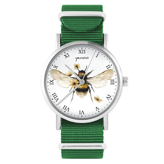 Image of Zegarek - Bee natural - zielony, nylonowy