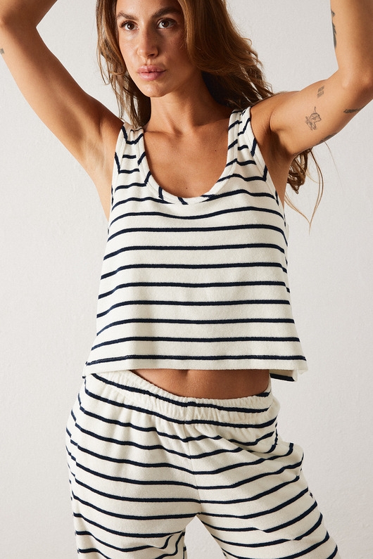 Image of Pakamera Top frotte w paski