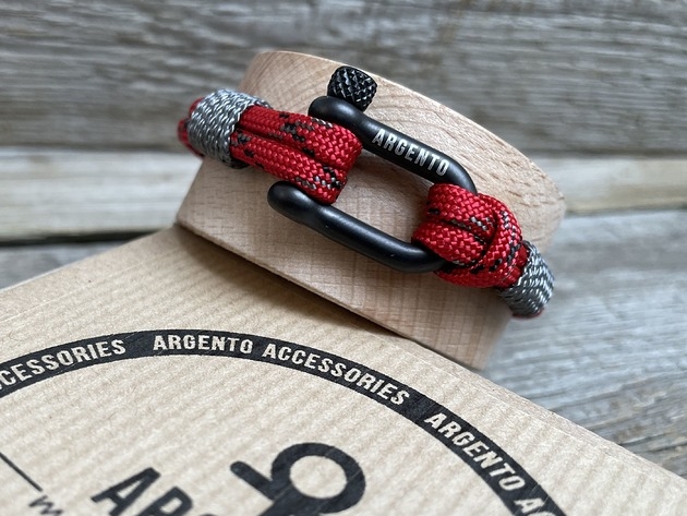 Image of Pakamera Bransoletka szekla męska paracord Argento