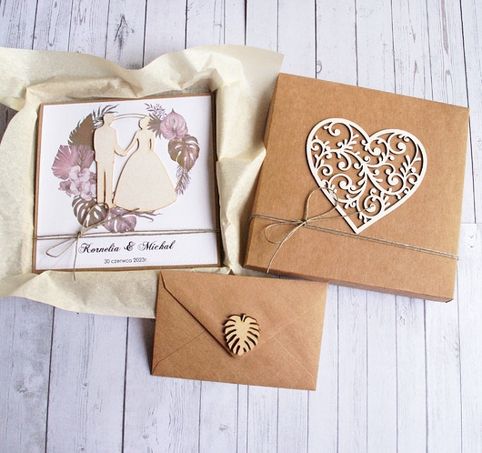 Image of Pakamera Kartka w pudełku : personalizacja : monstera boho