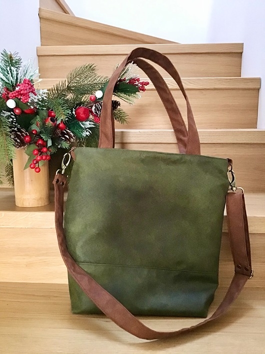 Image of Pakamera Torba hobo L - zieleń, koniak