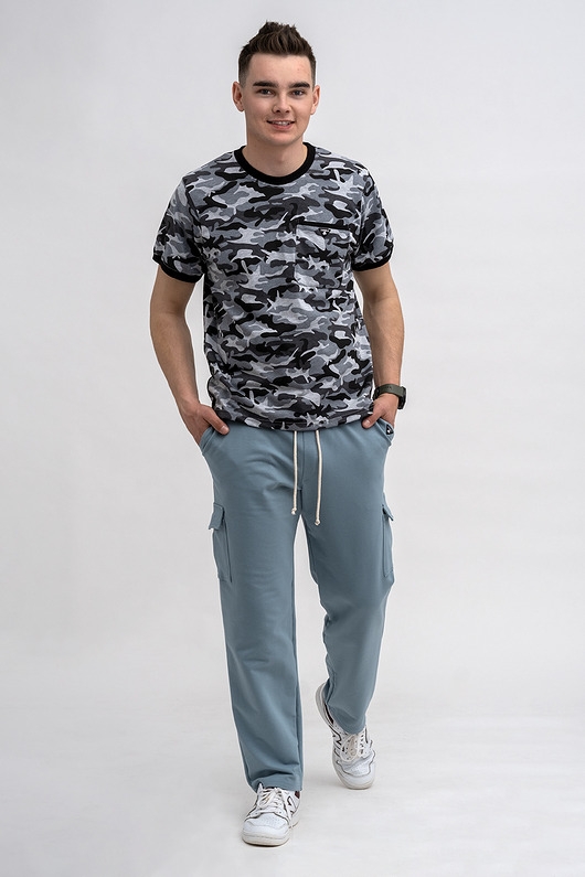 Image of Pakamera T-shirt męski basic moro z kieszonką