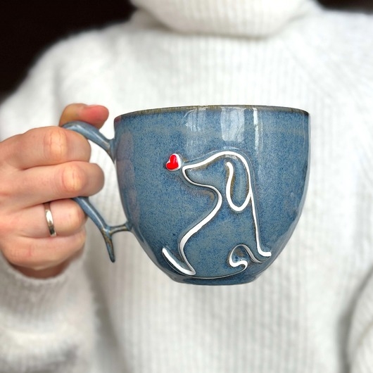 Image of Pakamera Duża Filiżanka Ceramiczna 500ml Piesio z Serduchem