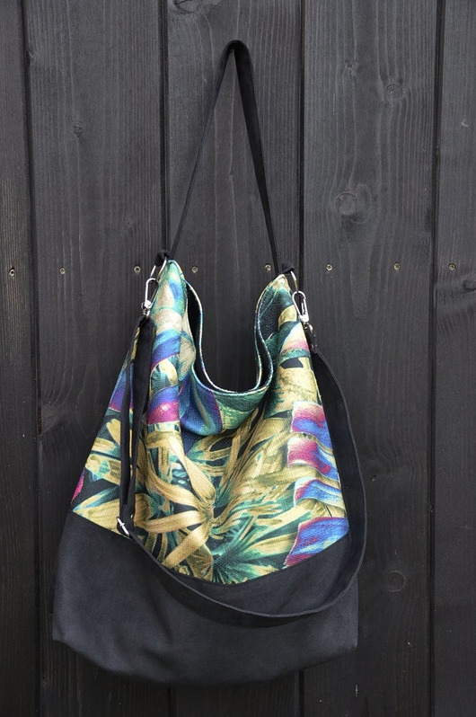 Image of TORBA HOBO XXL - print monstera