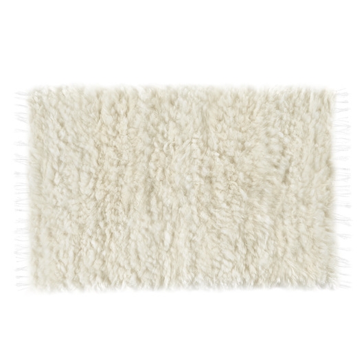 Image of Pakamera Dywan tkany naturalny owcza skóra handmade ecru biały zero waste długi włos