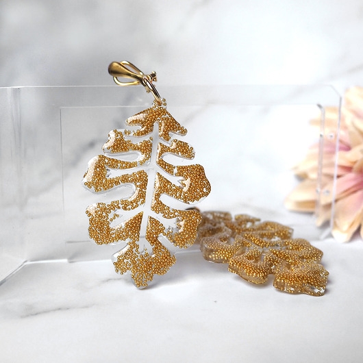 Image of Pakamera GOLDEN LEAFS, UNIKATOWE duże klipsy z żywicy