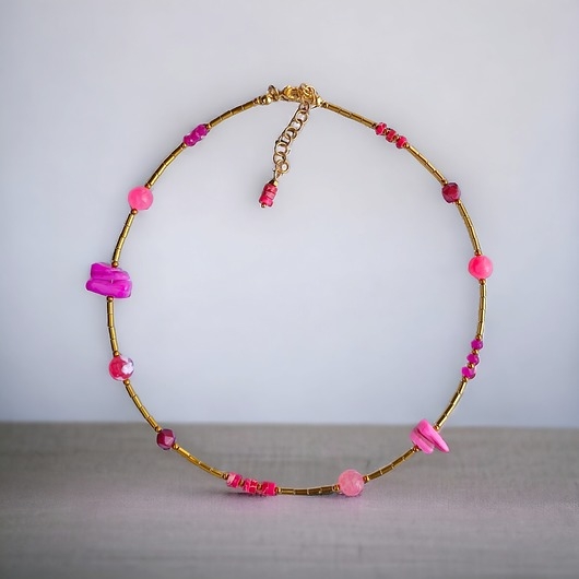 Image of Pakamera Naszyjnik PINK : choker : summer collection : RÓŻOWY NASZYJNIK