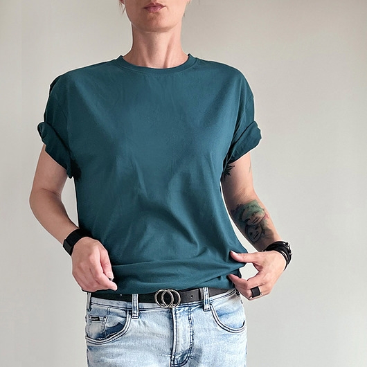 Image of Basic luźny tshirt oversize Niebieskozielony