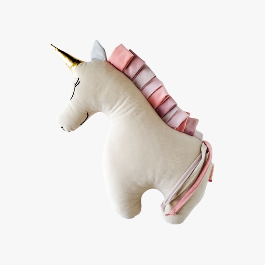 Image of Pakamera Jednorożec UNICORN poduszka - beżowy z kolorową różową grzywą