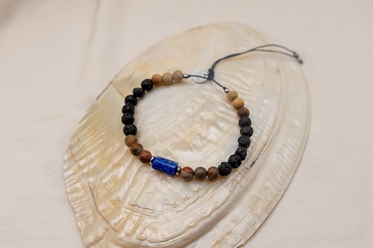 Image of Pakamera Bransoletka Męska Lapis Lazuli Jaspis Lawa