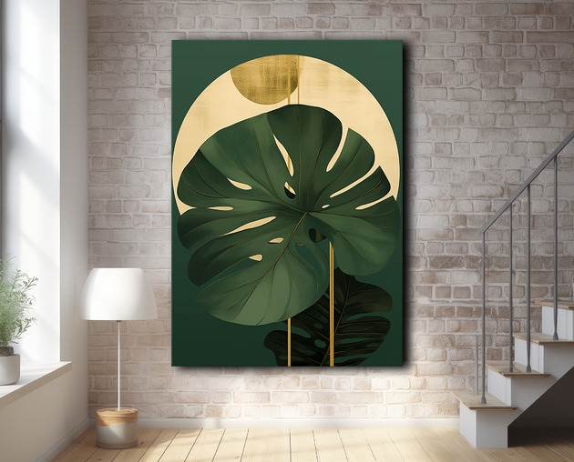 Image of Abstrakcyjna monstera - Obraz na płótnie - Druk, Blejtrama - Loft #72