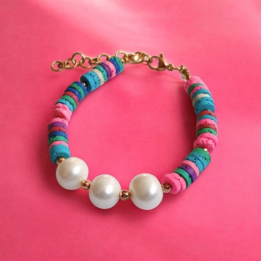 Image of Pakamera SUMMER COLLECTION : bransoletka : PERŁY i lawa