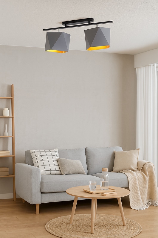 Image of Pakamera Regulowana 2-płomienna lampa sufitowa LED z abażurami AKRON GOLD