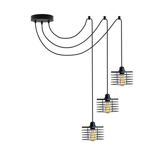 Image of Pakamera 3-płomienna industrialna lampa wisząca pająk do salonu GALO LOFT L3