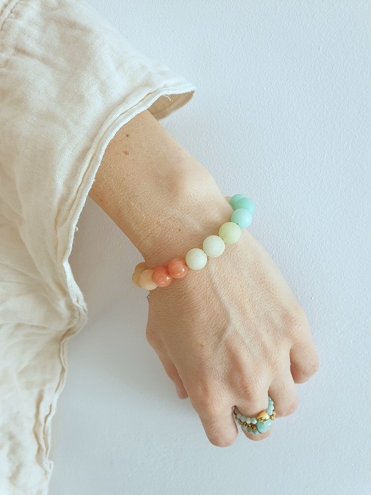 Image of Pakamera Bransoletka SPRING z jadeitem, turkus, brzoskwinia, seledynowy, rudy