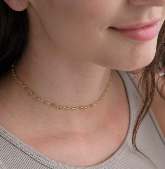 Image of Pakamera Choker peridot srebro 925 pozłacane