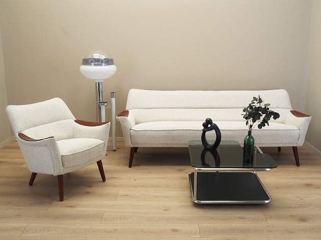 Image of Pakamera Komplet wypoczynkowy beżowy, duński design, lata 70, produkcja: Dania
