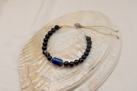 Image of Pakamera Bransoletka Męska Lapis Lazuli Agat Lawa