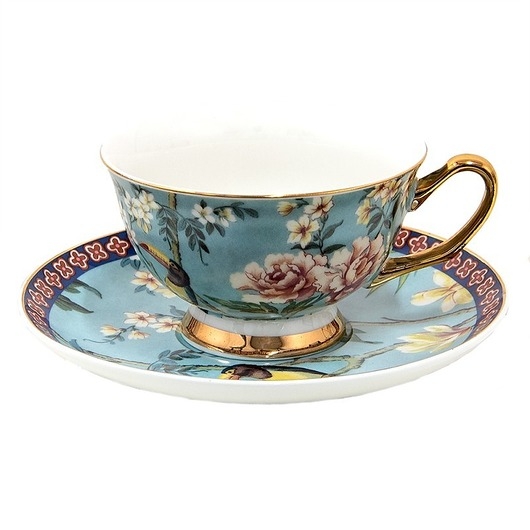Image of Pakamera Filiżanka ze spodkiem porcelanowa 200 ml Birds&amp;Flowers