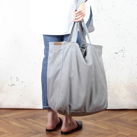 Image of Lazy bag torba jasnoszara na zamek / vegan / eco