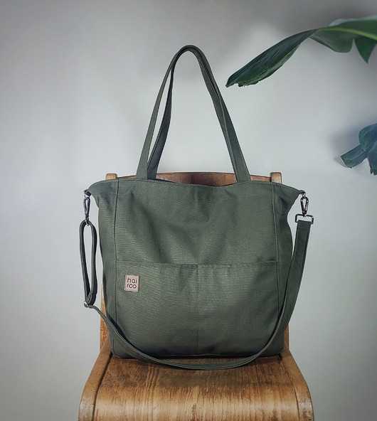 Image of Lazy bag Pocket torba zielona bawełniana vegan