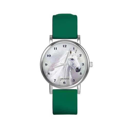 Image of Zegarek mały - Biały koń - silikonowy, zielony
