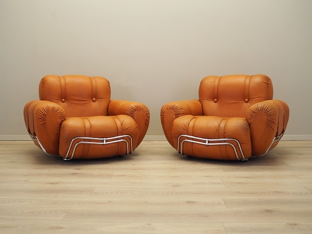 Image of Pakamera Komplet foteli pomarańczowych, Space Age design, lata 60, produkcja: Włochy