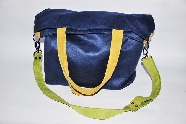 Image of Pakamera Torba na ramię XL - kobalt, limonka, żółty