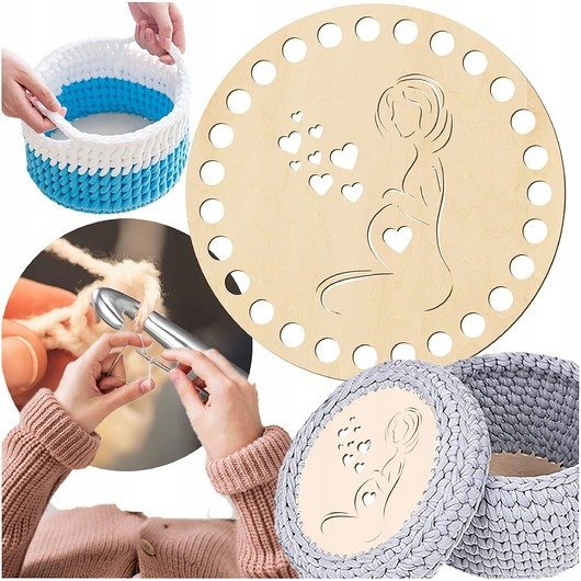 Image of Pakamera Baza ze sklejki do koszyka OKRĄG 15cm Podstawa do torebki na szydełku Dno