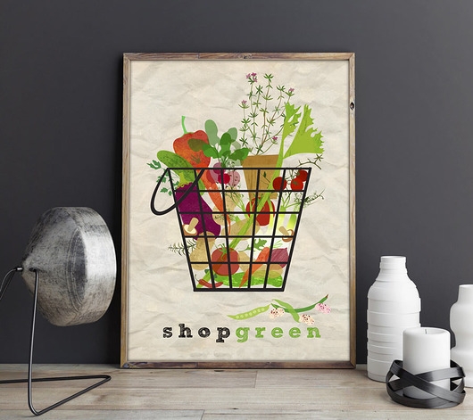 Image of Pakamera Shop Green - plakat kuchenny art giclee