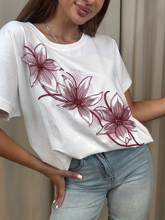 Image of Pakamera Bawełniany T-shirt Fiore Chiaretto