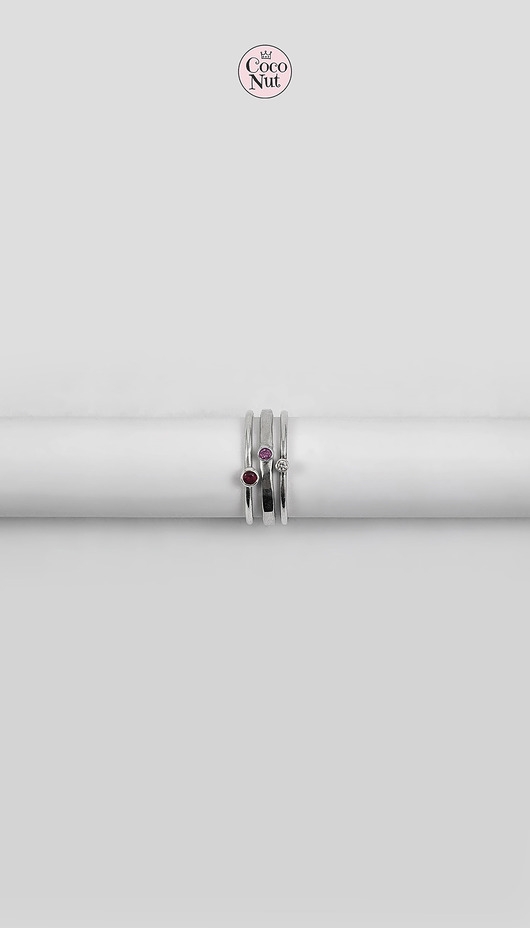 Image of Pakamera Pierścionek TRIO topaz, rubin, turmalin - srebrne pierścionki