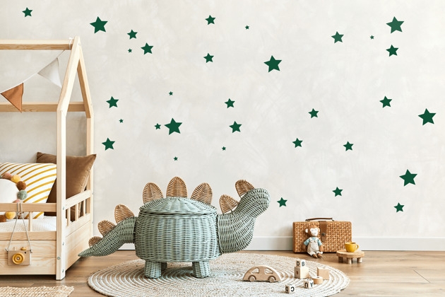 Image of Naklejki na ścianę do pokoju dziecka. Gwiazdki w kolorze leśna zieleń